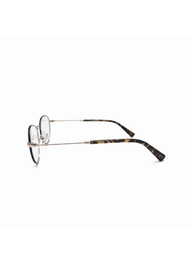 Women’s Round Eyeglasses - Matte Grey & Gold Frame with Grey Havana Temples - Lightweight Optical Glasses - Image 3